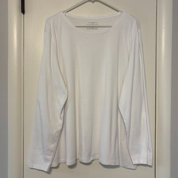 Talbots Womens Plus Classic White L/S Pima Crewneck Tee Shirt Top 2X 2024 - Picture 1 of 10